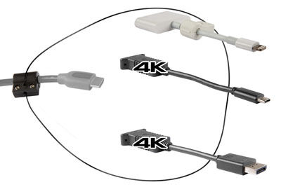Adapterring med HDMI til Displayport 4K og USB-C